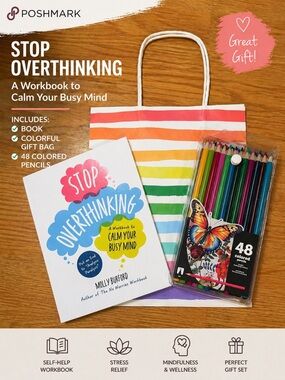 Stop Overthinking Journal Workbook + 48 Colored Pencils Gift Set